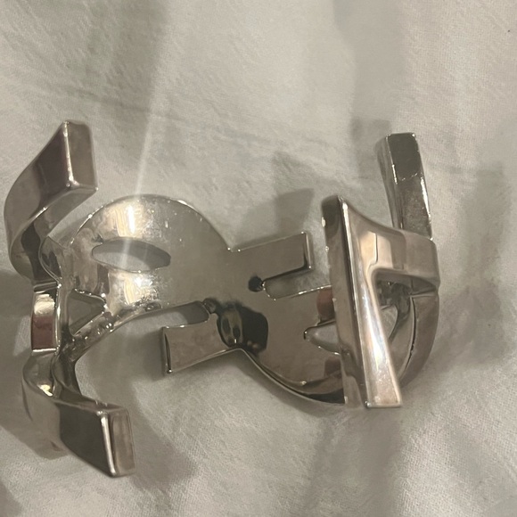Ysl silver signature monogram cuff bracelet - Picture 8 of 10